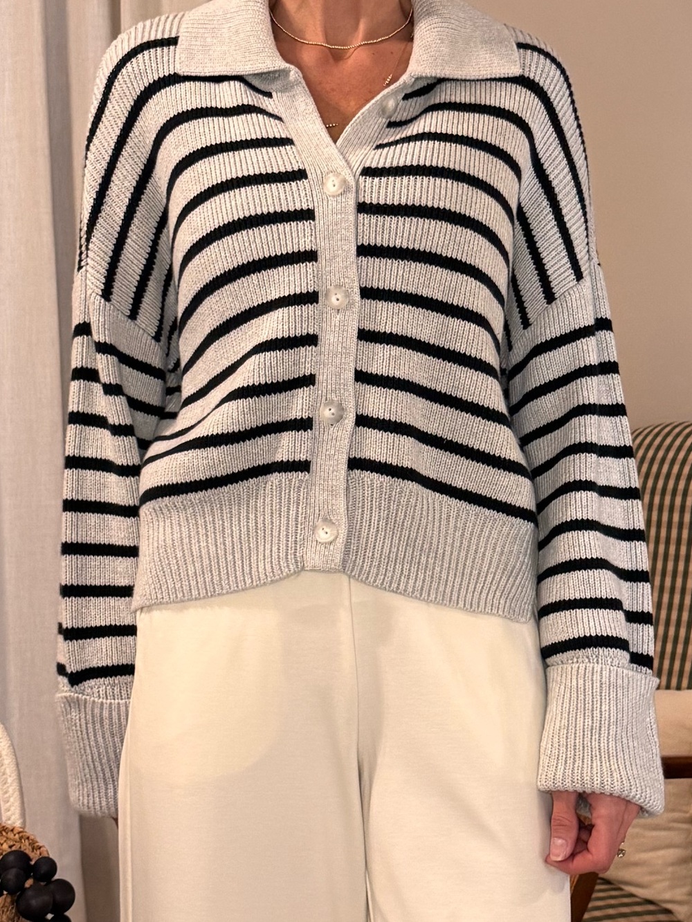 Abercrombie & Fitch Striped Knit Top - Gray & Black